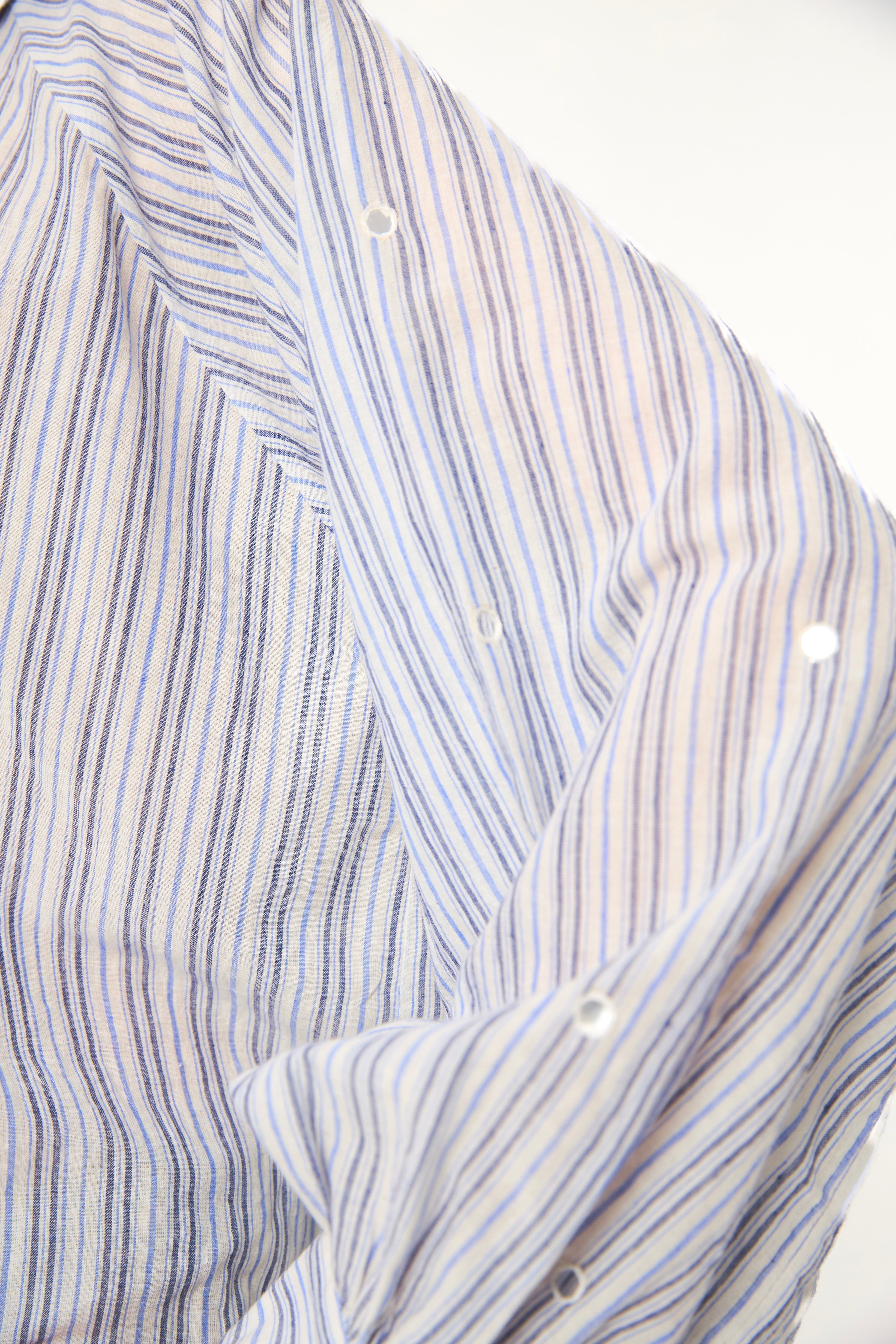 CHICOSOLEIL KIZUNA chemise blue stripe coton miroirs