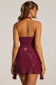 Oh Polly Embellished Ethelie robe mini prune sequins