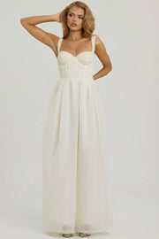 Oh Polly Delancey robe longue blanche perles corset