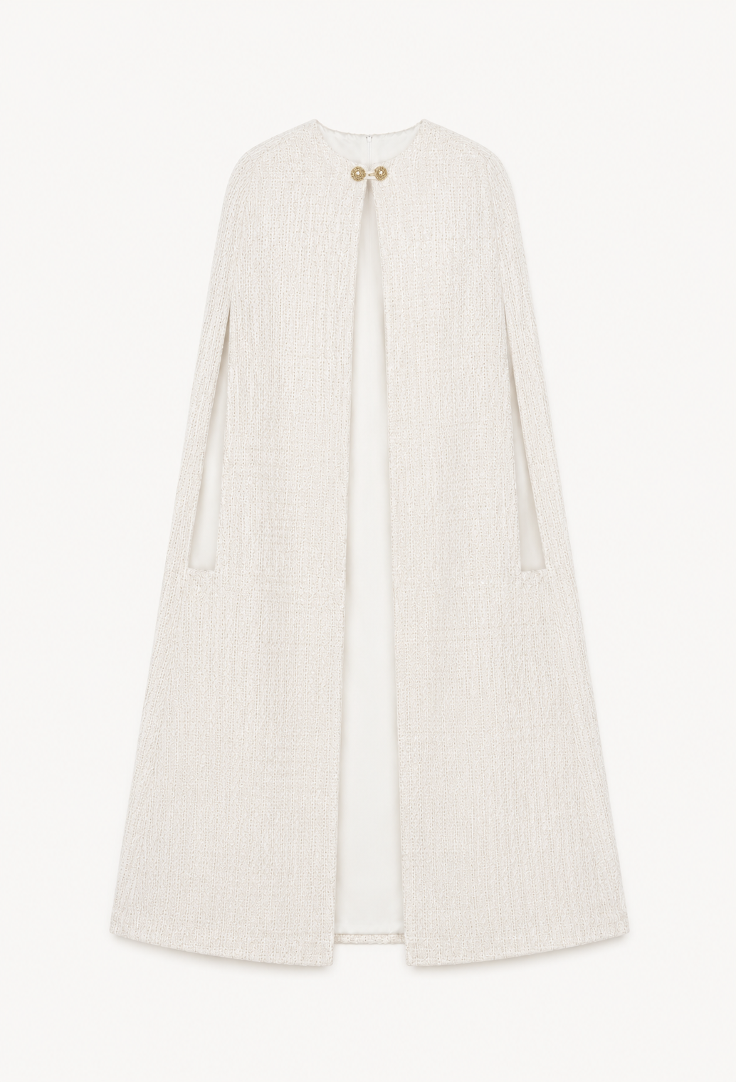 The Ethiquette Diamant cape longue blanche tweed 83 cm
