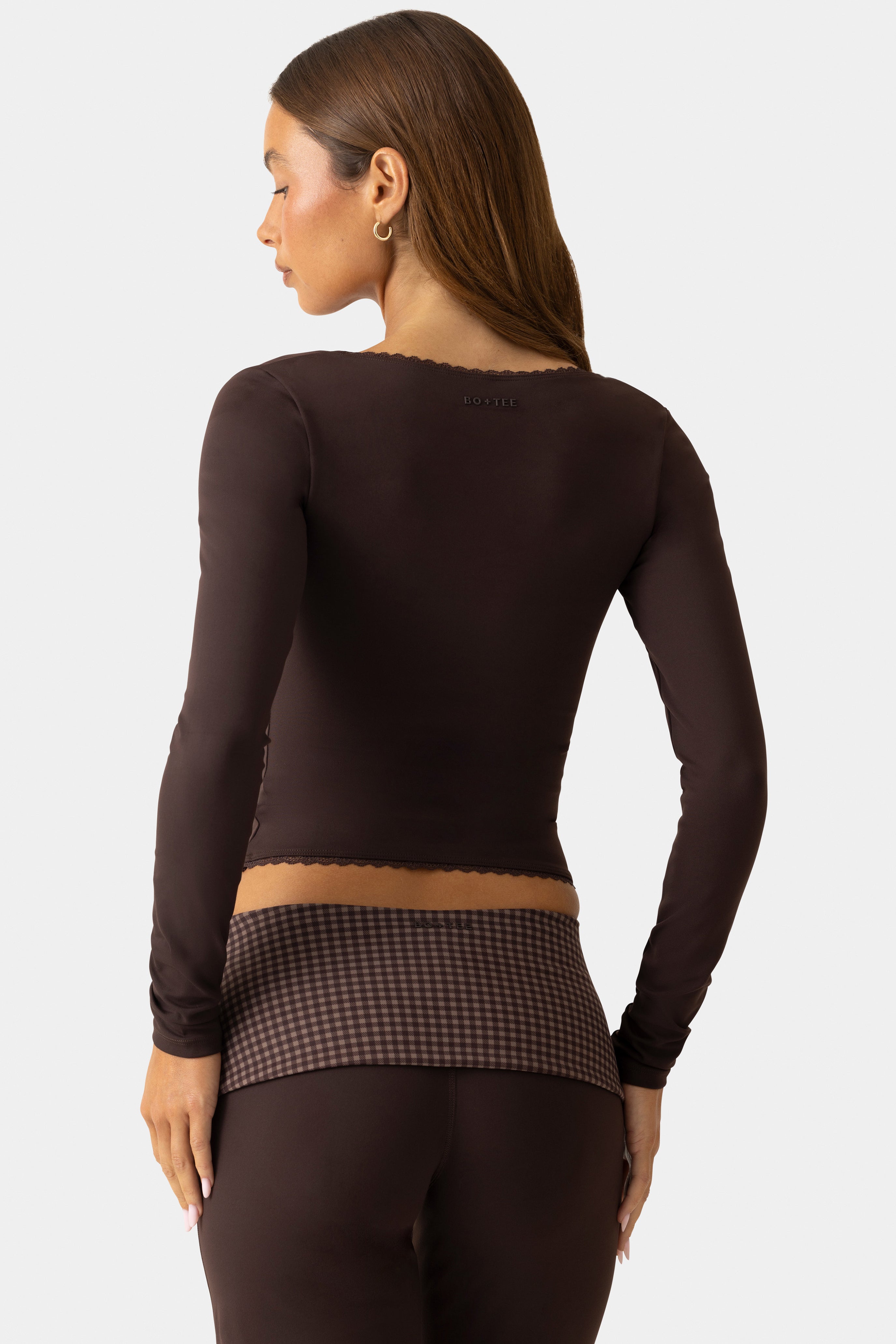 Oh Polly Bo+Tee Haut Manches Longues Espresso Dentelle S