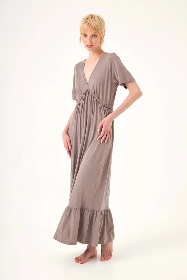 Chicosoleil Leona robe longue gris stoneware coton