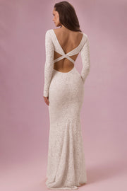 Oh Polly Isolde robe maxi perle dentelle dos nu