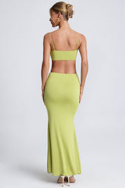 Oh Polly Julitta robe maxi vert olive fente bijou