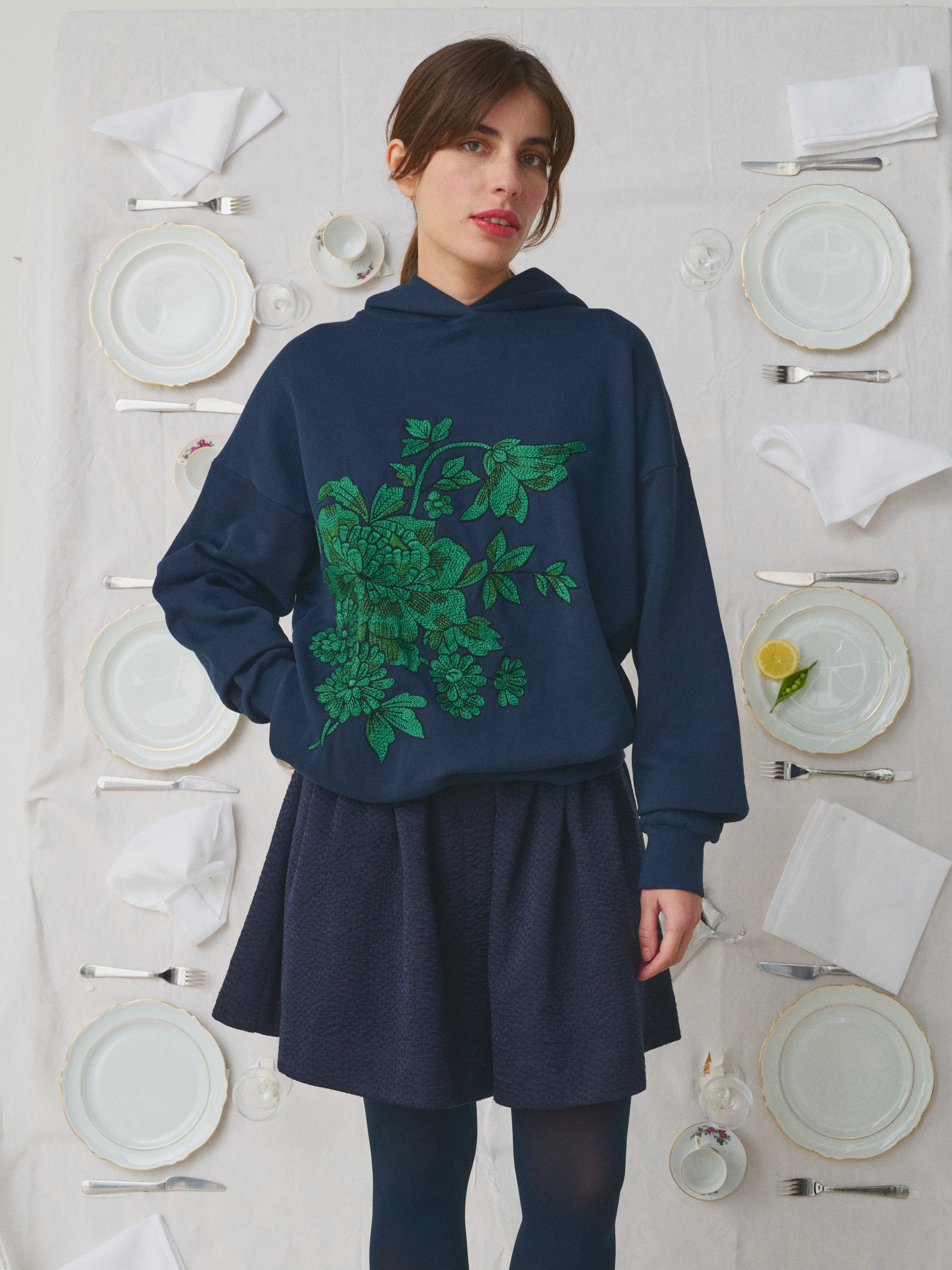 Mii à table Sweat Zao sweat La Vaisselle broderie main