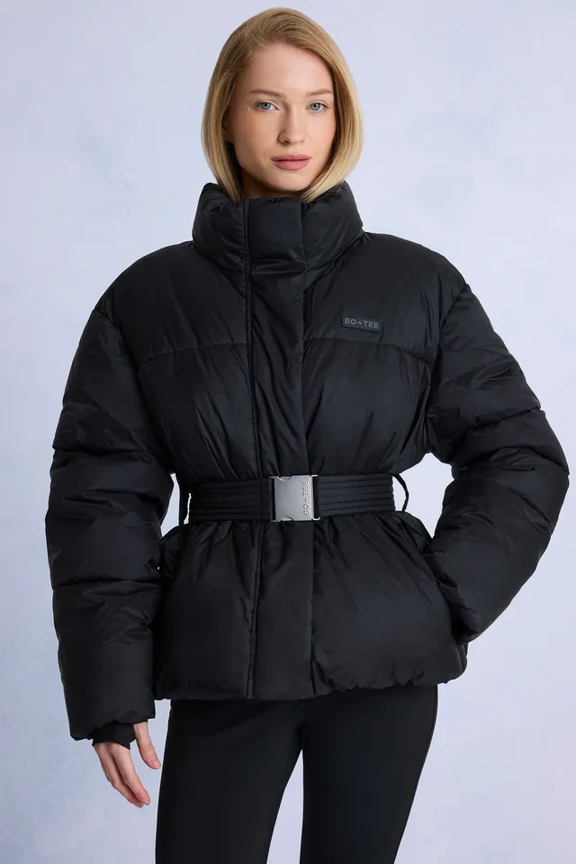 Oh Polly BT2401 veste ski noire imperméable ceinturée