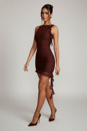 Oh Polly Iolanda 5635 robe mini dos nu volants marron