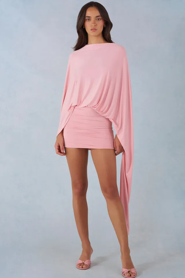 Oh Polly Cape mini robe jersey rose poudré dos nu