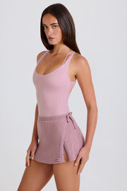 Oh Polly Ribbed Knit Skort Jupe-Short Mauve Coton