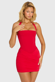 Oh Polly Thalia robe mini rouge cerise dos nu