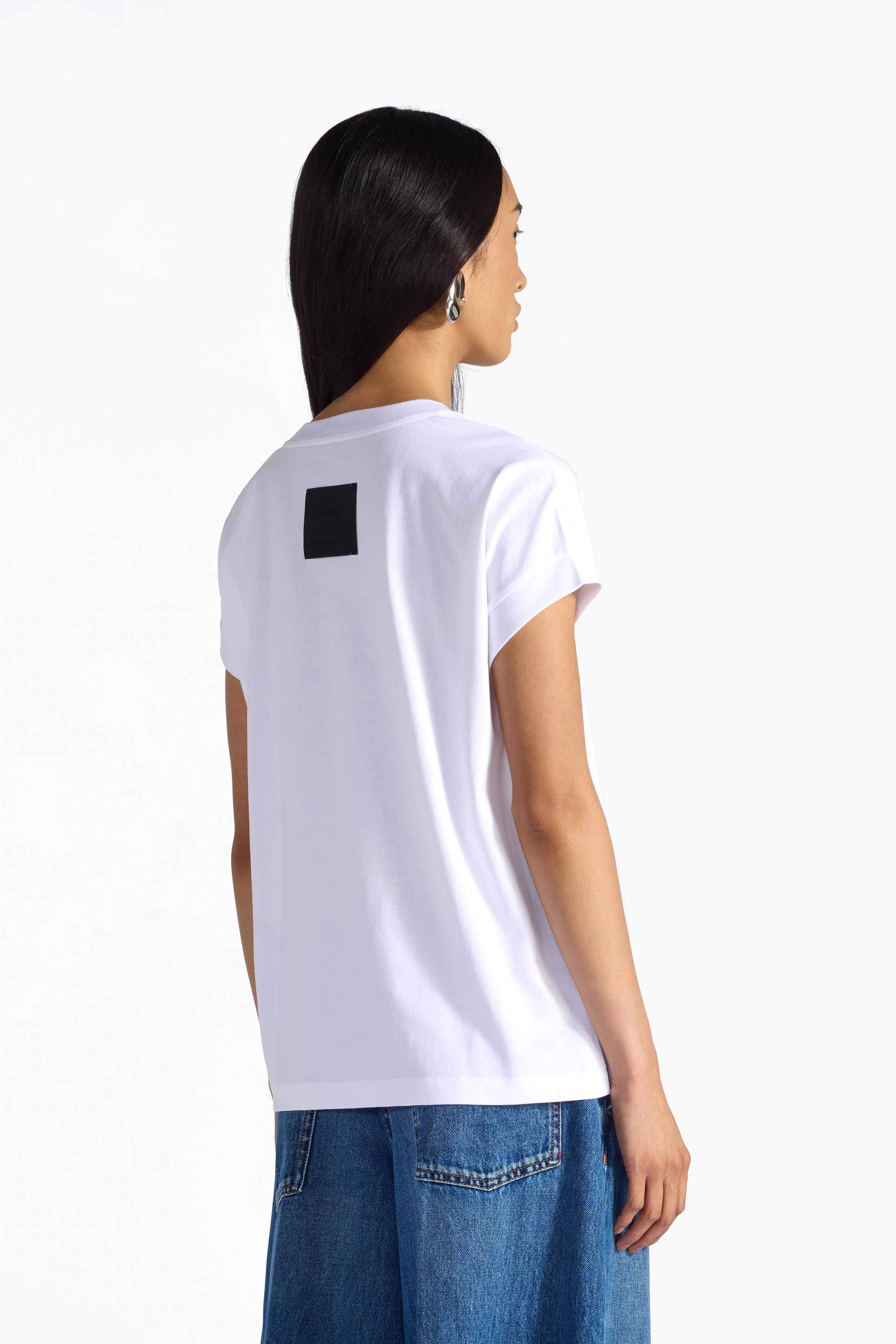 Liviana Conti Nayra t-shirt coton blanc imprimé roses