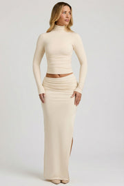 Oh Polly Nadina jupe maxi ivoire modal fendue