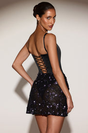 Oh Polly Embellished 15177 mini robe satin corset sequins