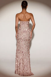 Oh Polly Solenna Robe Bustier Rose Doré Paillettes 15176