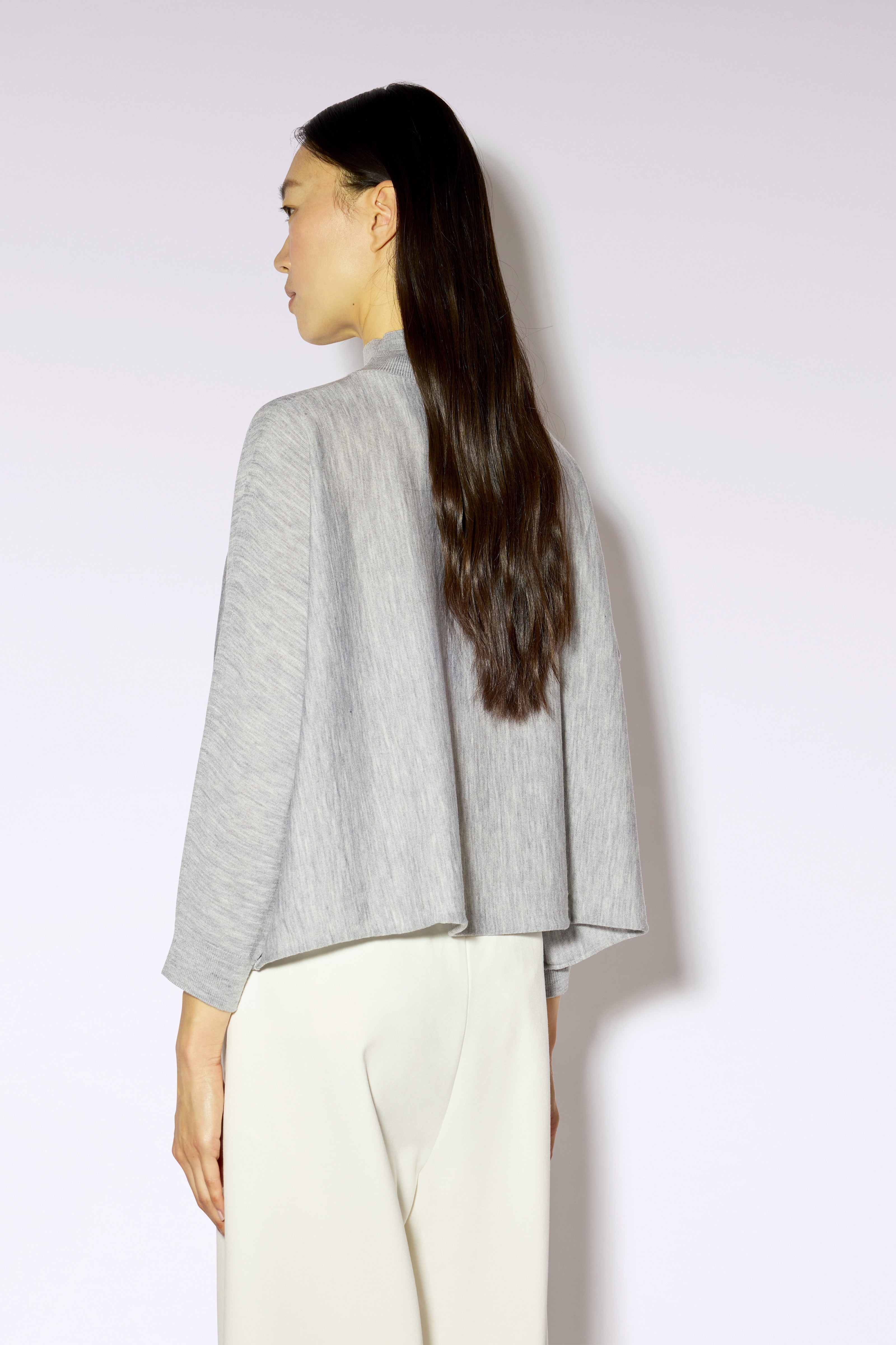 Liviana Conti Ranja Pull Laine Mérinos Gris Col Perkins 3/4