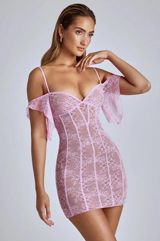Oh Polly Eleonora 8020 robe dentelle mini rose bébé col V