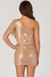Oh Polly Callista top asymétrique doré à strass une épaule