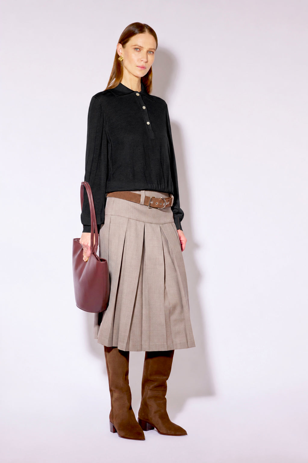 Liviana Conti Lexie pull polo laine mérino pomice