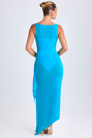 Oh Polly Deva Robe Midaxi Bleu Aqua Col Bénitier 10082