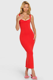 Oh Polly Lorie robe midaxi cerise modal dentelle