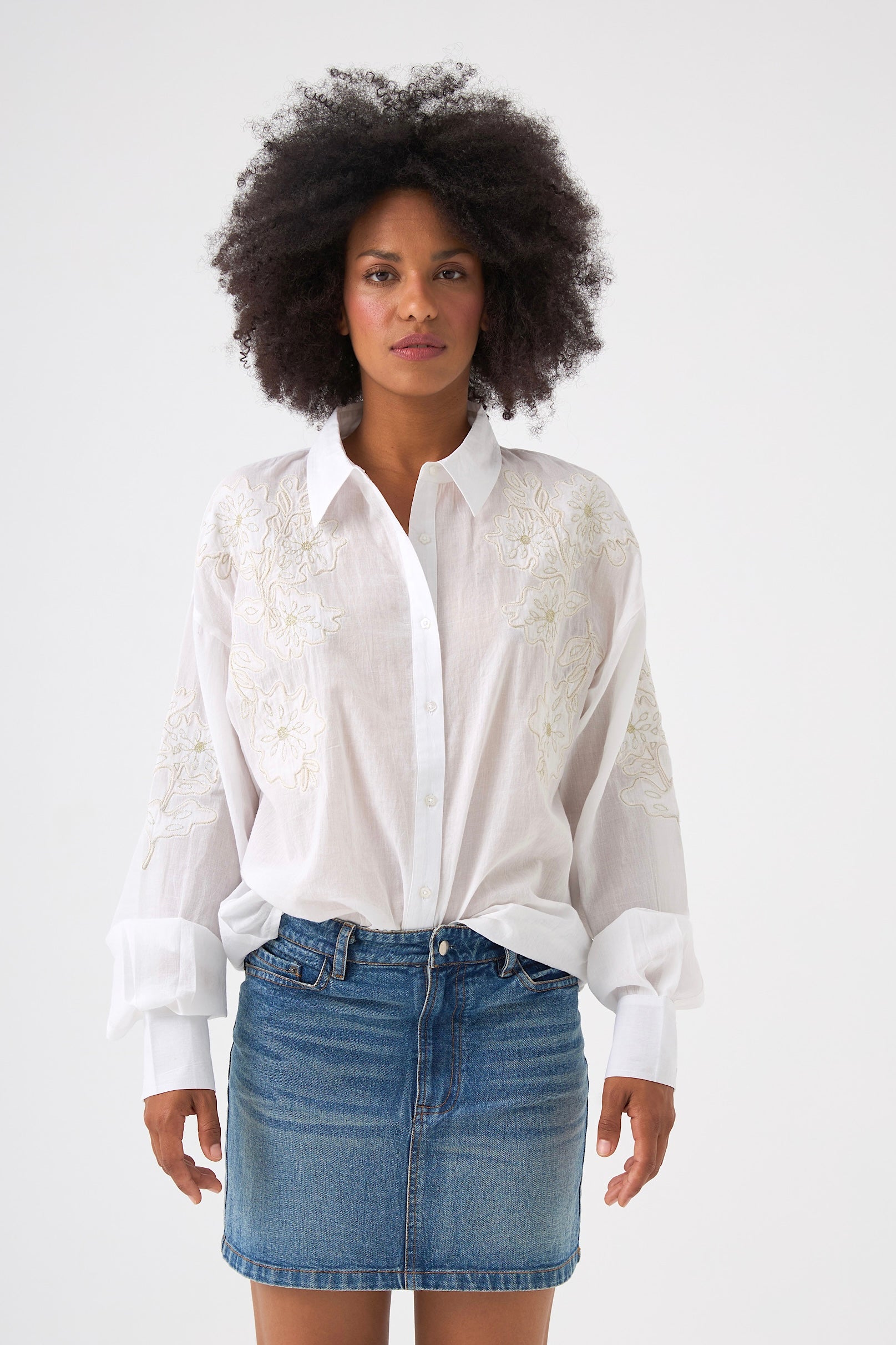 Chicosoleil Quincy chemise blanche brodée coton
