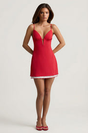 Oh Polly Dresses Seliora A-Line Mini robe rouge dos nu