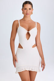 Oh Polly Jovelyn robe mini blanche volants cœur bodycon