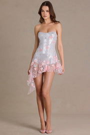 Oh Polly 15752 mini robe corset argent fleurs tulle