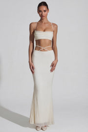 Oh Polly Embellished Pisa haut crop blanc perles strass