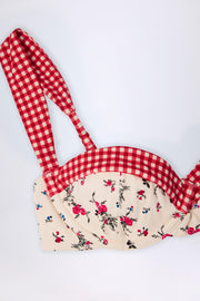 Oh Polly Vallibona haut bikini rouge floral balconnet