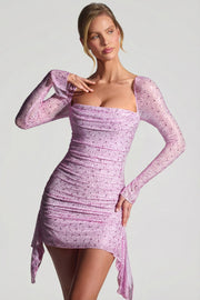 Oh Polly Marilla 9738 robe mini rose strass drapée