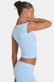 Oh Polly ButterCloud crop top ciel bleu double couche