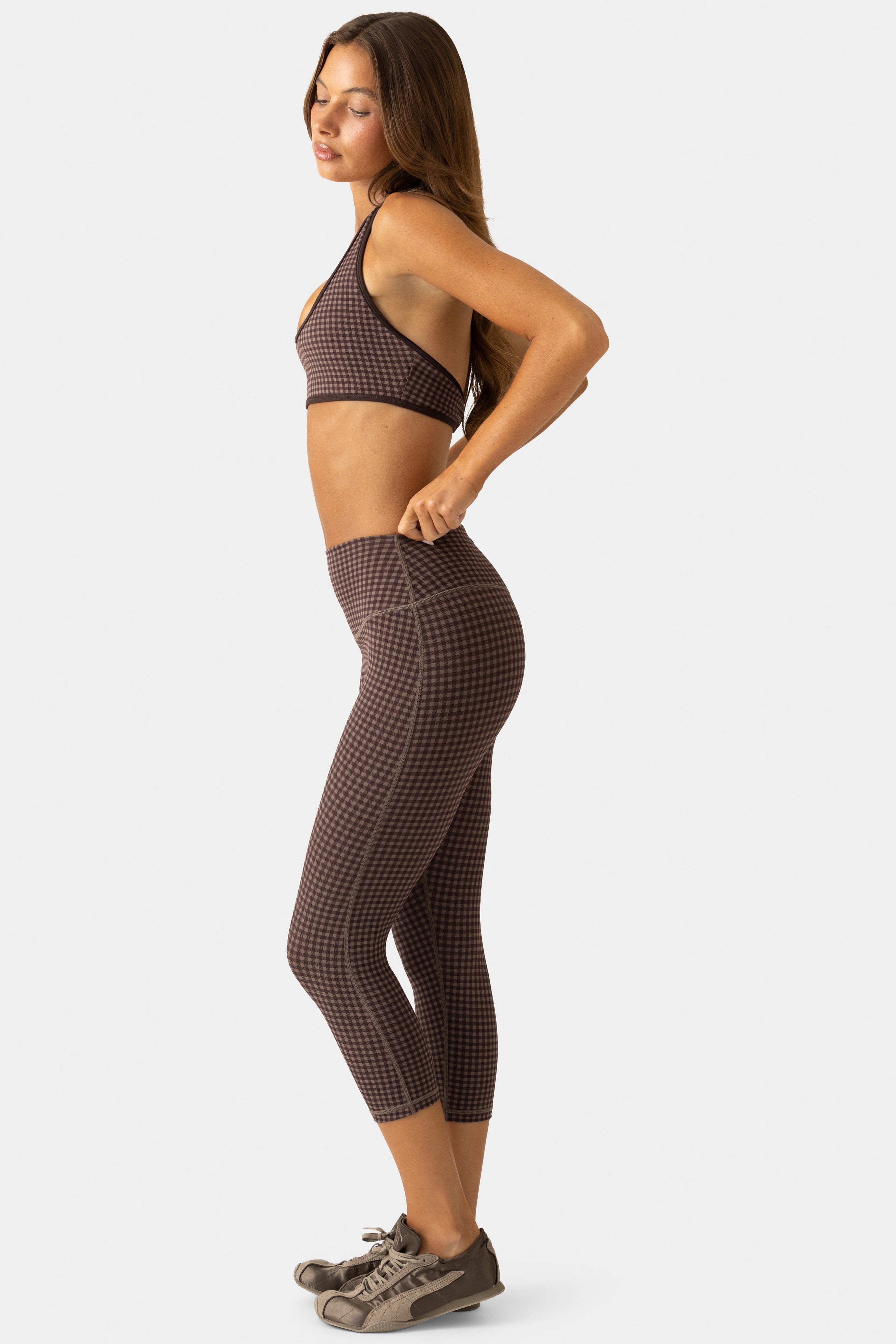 Oh Polly Bo+Tee Legging capri Espresso Gingham taille S