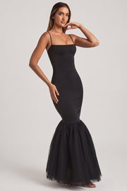Oh Polly Adelpha Robe Longue Noire Sirène Tulle