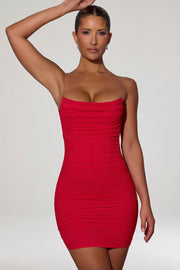 Oh Polly Femi robe mini bodycon froncée rouge dos nu
