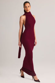 Oh Polly Dree robe maxi bordeaux col montant dos nu
