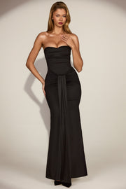 Oh Polly Aisra robe satin noire bustier sirène