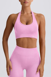 Oh Polly Define Luxe Halterneck brassière sport rose maintien modéré