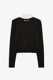 Oh Polly Tops BT2411 haut noir manches longues col roulé