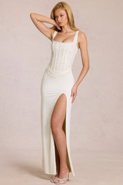 Oh Polly Zalia robe maxi dentelle perle corset fente