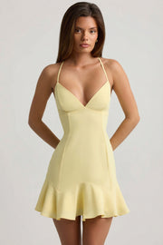 Oh Polly Daria 13772 robe mini jaune plissée dos lacé
