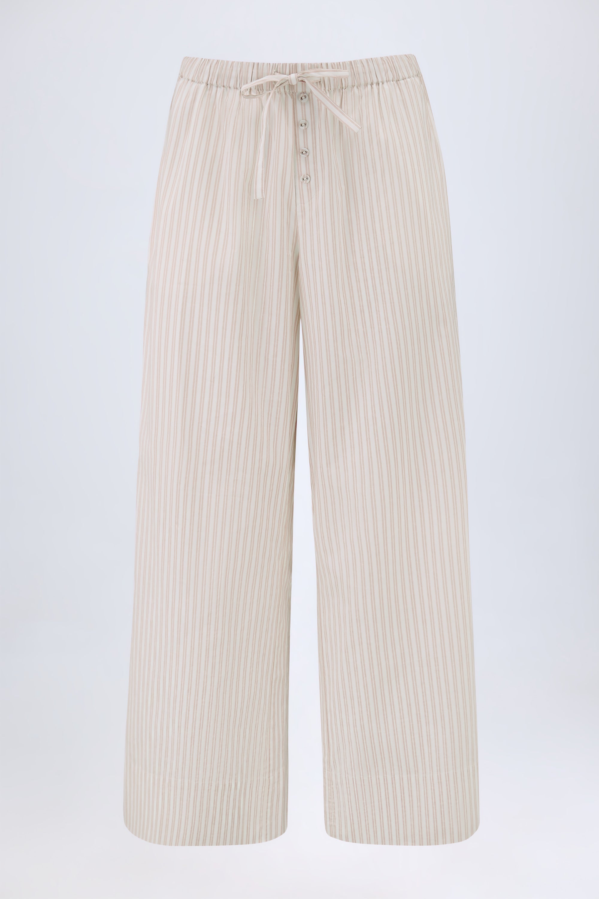 Oh Polly Piran pantalon large coton rayé taupe 36