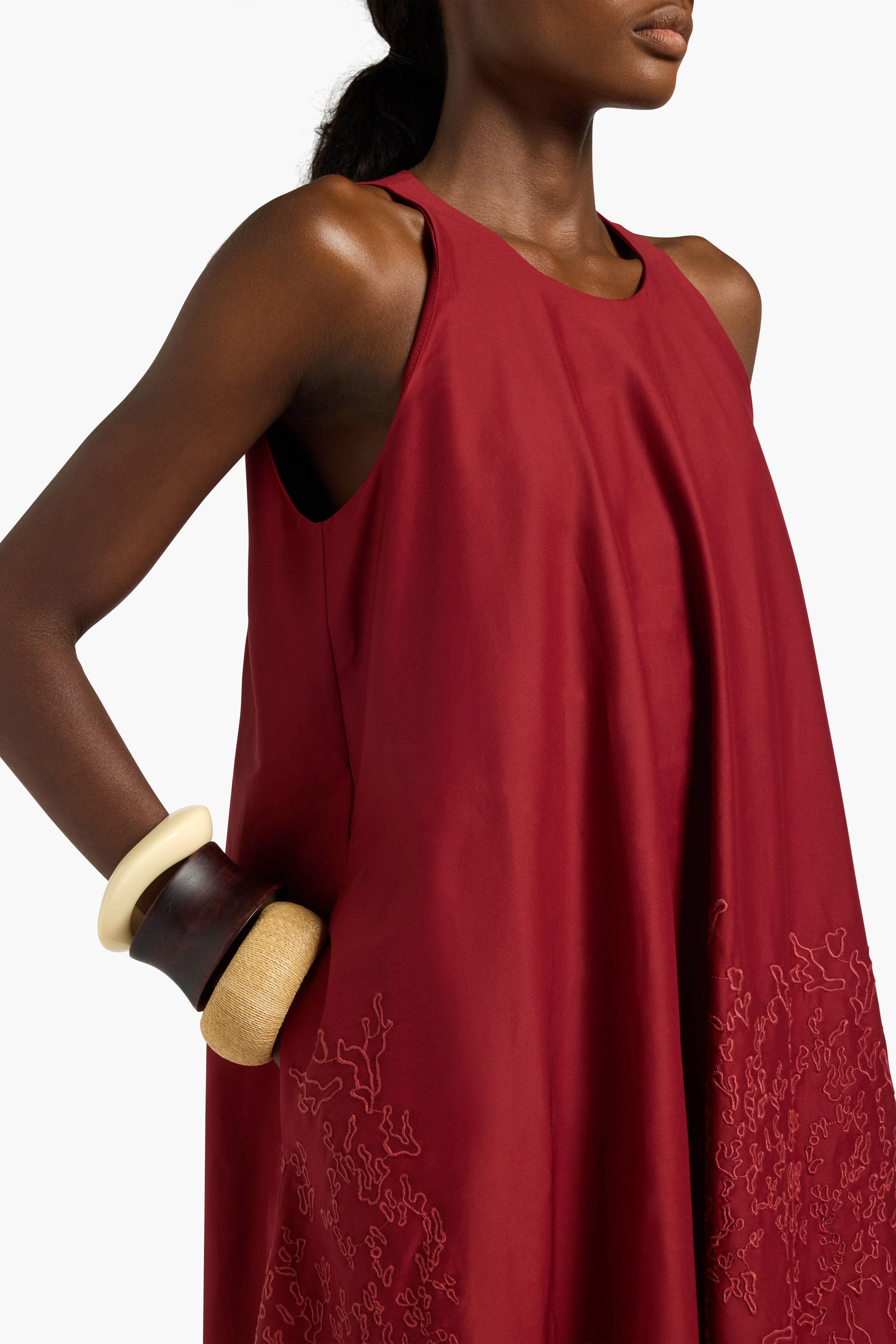 Liviana Conti Selma robe longue Corallo Terracotta popeline
