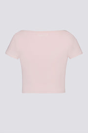 Oh Polly Bo+Tee Crop Top Rose Pâle Col Cœur Stretch