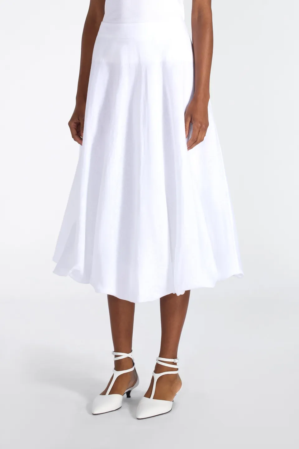Liviana Conti Sabina jupe ballon blanche lin-cashmere plis