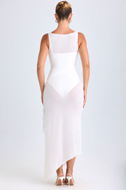 Oh Polly Deva Robe Midi Blanche Col Drapé Fente