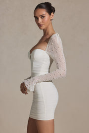 Oh Polly St. Germain mini robe perles blanc neige