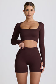 Oh Polly Super Sculpt BT2164 crop top chocolat manches longues