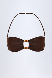 Oh Polly Manava Haut Bikini Bandeau Chocolat Perles
