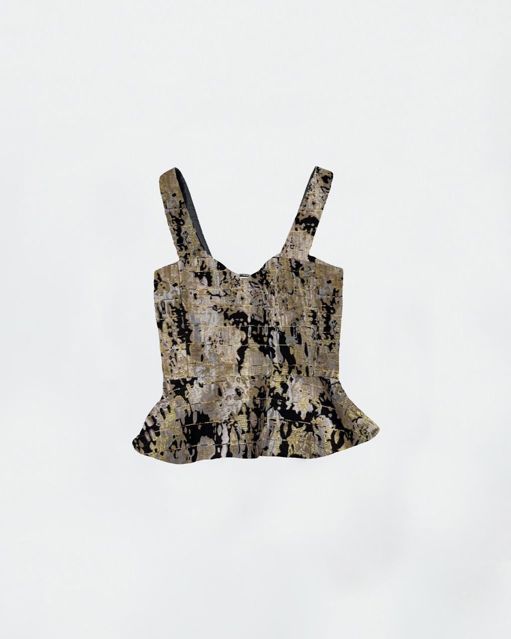 The Ethiquette Margaux corset jacquard noir camouflage XS